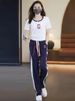 Summer Fashion Casual Women's Two Piece Set Reducing Slimming Wide Leg Pants Short Sleeve T-Shirt Age New Style Suit 2026_ecoleips.com