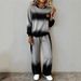 Women's Long Sleeve round Neck Top Slit Design Casual Solid Color Autumn Winter Hot Selling Suit_ecoleips.com