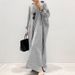 2022 New Cross-Border Cotton-Linen Striped Cardigan Loose Plus Size Elegant Commuting Irregular Dress_ecoleips.com