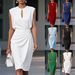 Women's Solid Color Pleated Waist Cinching round Neck Hollow out Dress Regular Fit Polyester Spring/Autumn Summer Elegant Fashion Blouse_ecoleips.com