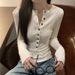 Women's Ribbed Knit Henley Top – Versatile Layering Essential (Breathable Viscose, Slim Fit, All-Season Staple In 7 Classic Colors)_ecoleips.com