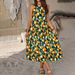Summer Women Halter Neck Short Sleeve Dress Loose Fit Casual Swing Sundress For Beach Vacation Holiday Wear_ecoleips.com
