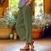 Women's Cotton Linen Straight Leg Pants Loose Fit Solid Color Elastic Waist Casual Pants With Pockets For Independent Store_ecoleips.com