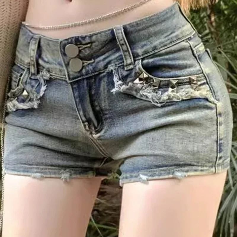 American Vintage Hot Girl Denim Shorts Female Summer New Low Waist Show Thin High Street Design Feeling Pack Hip Ultra Short Hot_ecoleips.com