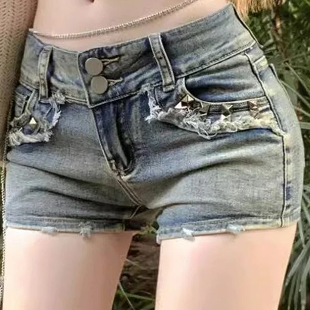 American Vintage Hot Girl Denim Shorts Female Summer New Low Waist Show Thin High Street Design Feeling Pack Hip Ultra Short Hot_ecoleips.com