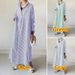 "Bohemian Striped Cotton Cardigan Dress – Loose Fit Long Sleeve Ethnic Tunic, Spring & Autumn Layering Essential"_ecoleips.com
