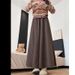 Aria Basics 2024 Autumn Winter New Elastic Waist Skirt Wide-Leg Nine-Point Woolen Pants Loose Slimming_ecoleips.com