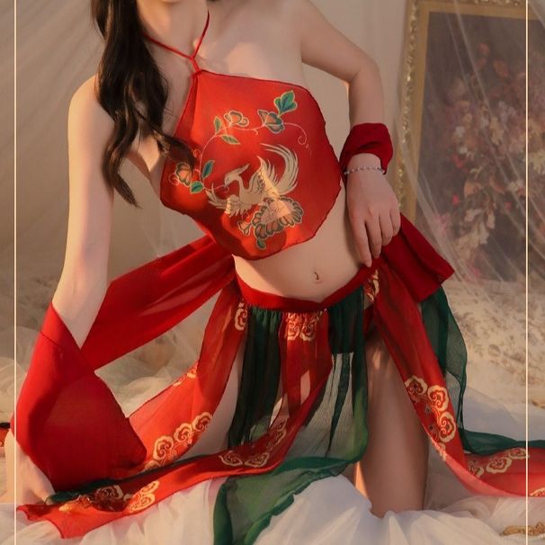 Sexy Lingerie Nightwear Pure Hanfu Belly Pocket Set Sexy Classical Embroidery Perspective_ecoleips.com