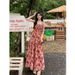 French-style Long New Summer 2025 Collection, Japanese-inspired Elegant Waist-cinching Dress, Vintage Rose Floral Print_ecoleips.com
