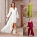 Women's Clothing"Elegant V-Neck Long Sleeve Dress – Asymmetrical Hem Slim Fit Evening Gown"_ecoleips.com