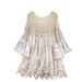 Bohemian Retro Knitted Dress For Women Summer Loose Hollow Hook Design Splicing Temperament Short Skirt_ecoleips.com