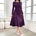 Cross-Border European And American Autumn Winter New Fashion Elegant Solid Color Long Sleeve Round Neck Women's_ecoleips.com