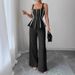 Elegant Two-Piece Set Sexy Strapless Camisole And Wide Leg Pants Solid Color European And American Style Foreign Trade Women's Clothing_ecoleips.com