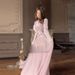 Women's Clothing Elegant Irregular Splicing Long Sleeved Dress_ecoleips.com