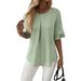 Women's Floral Ruffle Trim Relaxed Fit Blouse Short Sleeve Flowy Tunic Top for Summer_ecoleips.com