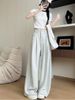 K New Style Of Suit Pants For Women, Slim And High Waisted Straight Leg Pants, Loose And Lazy Wide Leg Pants_ecoleips.com