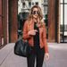 Women's Faux Leather Blazer Jacket, Fashion PU Trench Coat For Autumn Winter, Versatile Slim Fit Office Casual Outerwear_ecoleips.com