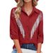 Elegant Fringe Detail Long Sleeve Shirt For Women – Stylish Solid Color Office & Casual Blouse With Classic Collar_ecoleips.com
