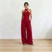 Summer New Style Women's Off-Shoulder Sleeveless Jumpsuit Wide Leg Halter Woven Striped Solid Color Elegant Romper_ecoleips.com