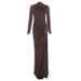 Women's Slim Fit Long Sleeve Dress European American Style Solid Color Fashion round Neck Cross Border Wholesale 2025 Autumn Winter New_ecoleips.com