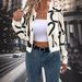 European American Cross-border 2026 Autumn And Winter Elegant Women's Patterned Printed Zip-up Baseball Jacket Casual_ecoleips.com