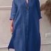 Cross-Border European And American Independent Station Loose Plus Size Button Solid Color Dress Women's_ecoleips.com