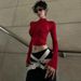 European American Style Women's Long Sleeve Top Fashionable Sexy Tight Fit with Tie up Design Versatile Niche Street Style 2025_ecoleips.com