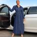 Plus Size Women's Denim Shirt Dress Long Sleeve Midi Button Down Tunic, Elegant Casual Office Dress For Curvy Figures_ecoleips.com
