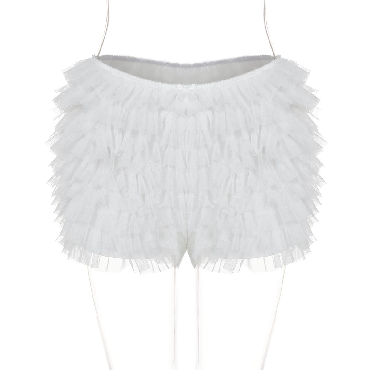 Women's Multi-Layer Mesh Shorts Sexy Bow Lace Casual Summer Trendy American Style Thin Polyester Shorts_ecoleips.com