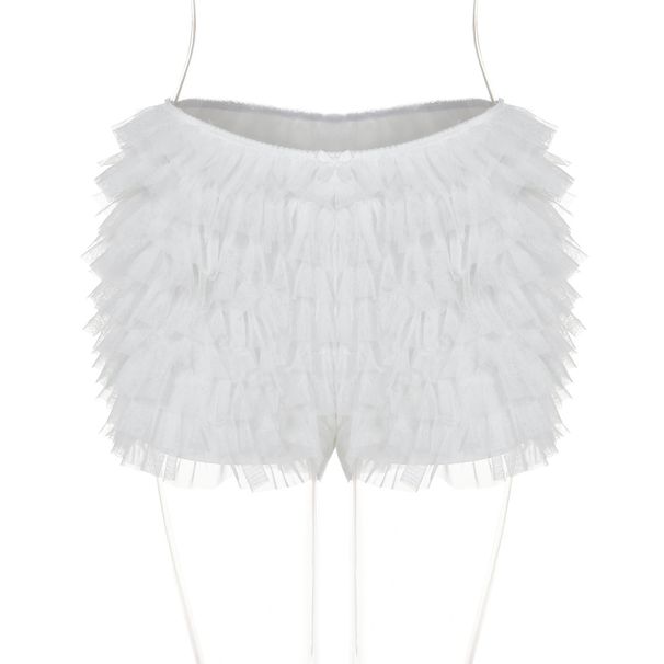 Women's Multi-Layer Mesh Shorts Sexy Bow Lace Casual Summer Trendy American Style Thin Polyester Shorts_ecoleips.com