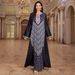 Modest Abaya Dress Elegant Geometric Print Abaya Dress – Modest Long Sleeve Muslim Dress For Women_ecoleips.com