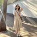 Summer New Korean Fashion Bubble Sleeve Floral Loose Maternity Dress_ecoleips.com