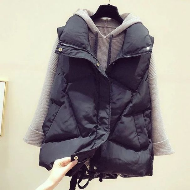 Down Cotton Vest Women's Vest Autumn And Winter New Korean Style All Match Thickened Loose Waistcoat Cotton Vest Jacket_ecoleips.com