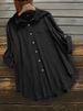 Women's Long Sleeve Button Shirt - Loose Fit Solid Color T-Shirt (European & American Style)_ecoleips.com
