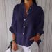 Women's Clothing Cotton And Linen Back Tie Design Shirt_ecoleips.com