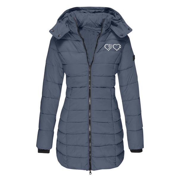 Women's Winter Longline Hooded Coat With Print, Slim Fit Cotton Jacket, Warm & Stylish Outerwear For Cold Weather_ecoleips.com