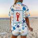 Women's Summer Resort Style Short Sleeve Printed Shirt And Shorts Set Collared Top_ecoleips.com