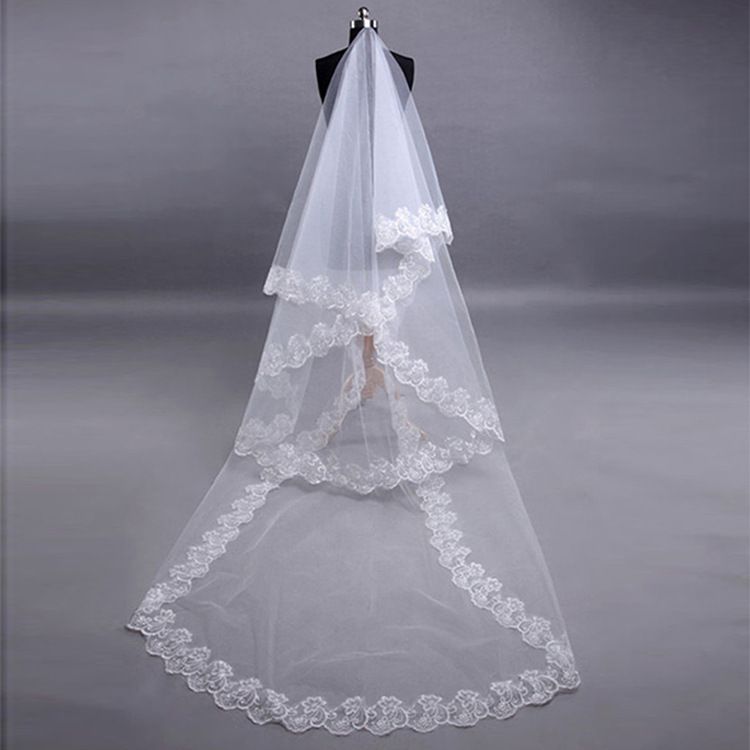Elegant Bridal Lace Veil – Princess Style U-Shape Wedding Accessory For Bride, White 1.5m/3m, Perfect For Ceremony & Photoshoots_ecoleips.com