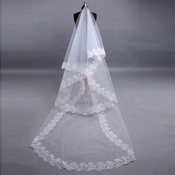 Elegant Bridal Lace Veil – Princess Style U-Shape Wedding Accessory For Bride, White 1.5m/3m, Perfect For Ceremony & Photoshoots_ecoleips.com