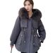 Women's Fashionable Parka Coat With Detachable Fox Fur Collar & Otter Rabbit Fur Lining, Mid-Length Winter Jacke For Casual Style_ecoleips.com