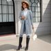 Women's Double Breasted Mid-Length Wool Blend Coat, Lapel Loose Fit Casual Long Overcoat For Autumn Winter_ecoleips.com