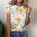 Retro Floral Print Women's T-Shirt Short Sleeve Loose Fit Summer Casual Trendy Printed Clothing for Girls ME15_ecoleips.com