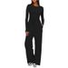 Kardashian-Inspired Solid Color Lounge Set – Long Sleeve Top & Wide-Leg Tie-Waist Pants (10 Colors, XS-XXL)_ecoleips.com