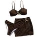 Women's Clothing Women Sexy Fashion Simple Solid Color Irregular Gold Bikini Decoration Three-Piece Swimwear Set_ecoleips.com