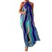 In Stock 2025 Summer New Fashion Women's Printed Halter Bohemian Mid-Length Beach Dress_ecoleips.com