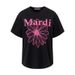 Cross-Border Summer New Mardi Zou Chrysanthemum Print Letter Unisex Round Neck Short Sleeve T-Shirt Size 4_ecoleips.com