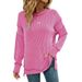 2026 European American Cross-border Women's Clothing Autumn And Winter New Twist Stripe Slit Long-sleeve Loose_ecoleips.com