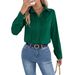 2026 Spring Summer European And American Elegant Pleated Solid Color Button Long Sleeve Commuter Shirt Independent_ecoleips.com