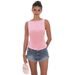 Voya European And American Women's Summer New Tops, Solid Color Sleeveless Back-tie Open-back Waist-cinching Stylish T-shirt_ecoleips.com
