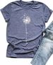 MaQiYa Womens Cute Make A Wish Dandelion Printed Tee Shirts Summer Cotton Vintage Graphic Tees Tops_ecoleips.com